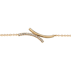 BRACELET PLAQUÉ OR CROISE OXYDES BLANCS SERTIS 16+2CM