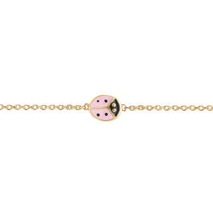 BRACELET PLAQUÉ OR COCCINELLE ROSE 14+2CM