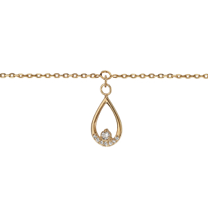 BRACELET PLAQUÉ OR GOUTTE PENDANTE OXYDES BLANCS SERTIS 16+2CM