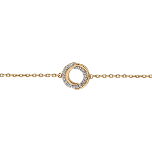 BRACELET PLAQUÉ OR BICOLORE CERCLE  OXYDES BLANCS SERTIS 16+2CM