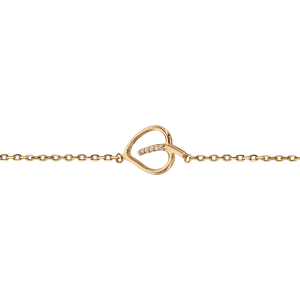 BRACELET PLAQUÉ OR COEUR  OXYDES BLANCS SERTIS 16+2CM