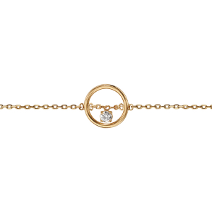 BRACELET PLAQUÉ OR CERCLE 1 OXYDE BLANC SERTI PENDANT 16+2CM