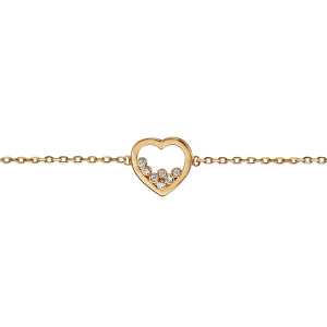 BRACELET PLAQUÉ OR COEUR 7 OXYDES BLANCS SERTIS 16+2CM