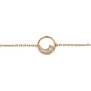 BRACELET PLAQUÉ OR CERCLE OXYDES BLANCS SERTIS 16+2CM