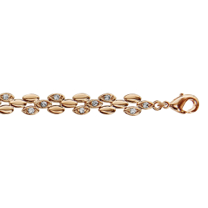 BRACELET PLAQUÉ OR MASSIF OXYDES BLANCS SERTIS 16,5+3CM