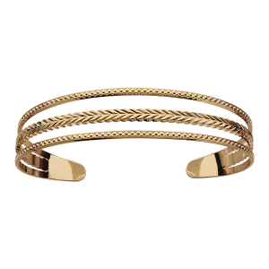 BRACELET PLAQUÉ OR RIGIDE OUVERT 3 RANGS DIAMANTE