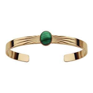 BRACELET PLAQUÉ OR JONC OUVERT AVEC PIERRE MALACHITE