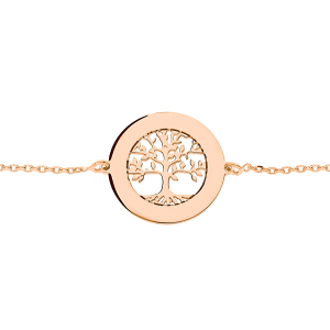 BRACELET PLAQUÉ OR ROSE PETIT ARBRE DE VIE 20MM CONTOUR A GRAVER 15,5+3CM