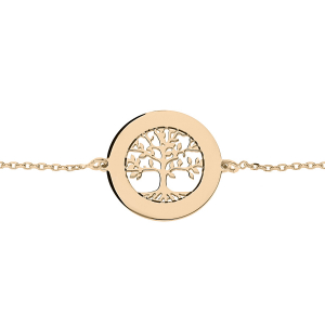 BRACELET PLAQUÉ OR JAUNE PETIT ARBRE DE VIE 20MM CONTOUR A GRAVER 15,5+3CM