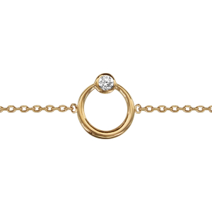BRACELET PLAQUÉ OR CERCLE 1 OXYDE BLANC SERTI CLOS 16+2CM