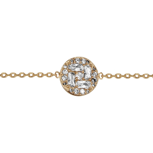 BRACELET PLAQUÉ OR ROND PAVE OXYDES BLANCS SERTIS 16+2CM
