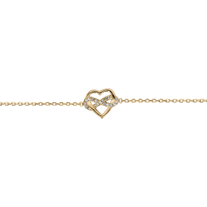 BRACELET PLAQUÉ OR COEUR INFINI OXYDES BLANCS SERTIS 16+2CM