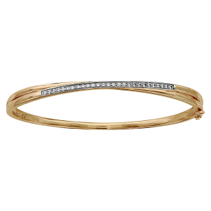 BRACELET PLAQUÉ OR SEMI RIGIDE CROISE RAIL OXYDES BLANCS SERTIS  60X50MM