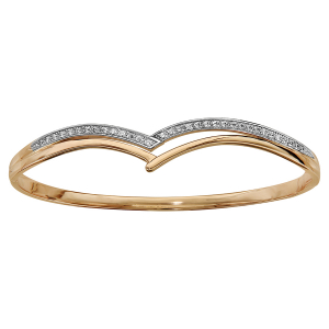BRACELET PLAQUÉ OR SEMI RIGIDE POINTE OXYDES BLANCS SERTIS