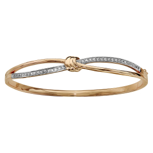 BRACELET PLAQUÉ OR SEMI RIGIDE NOEUD OXYDES BLANCS SERTIS