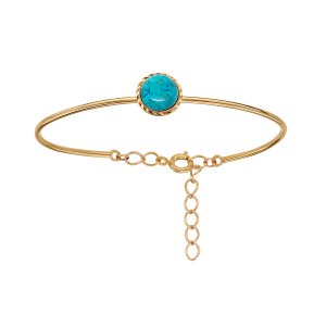 BRACELET PLAQUÉ OR SEMI RIGIDE AVEC TURQUOISE IMITATION RÉGLABLE