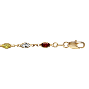 BRACELET PLAQUÉ OR TUTTI FRUTTI DEGRADE MULTICOLORES 16+3CM