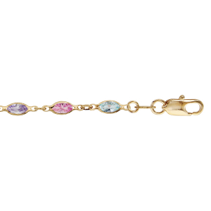 BRACELET PLAQUÉ OR TUTTI FRUTTI DEGRADE MULTICOLORES CIEL 16+3CM