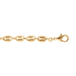 BRACELET PLAQUÉ OR GRAIN DE CAFE 7MM  MASSIVE 21CM