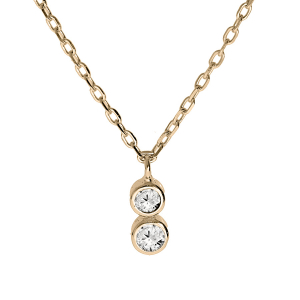 COLLIER PLAQUÉ OR PENDENTIF 2 OXYDES BLANCS SERTIS CLOS 40+3CM