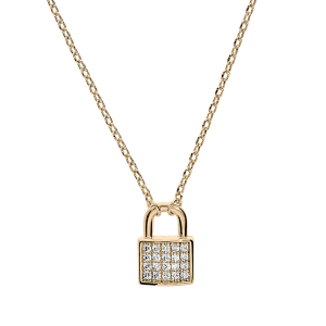 COLLIER PLAQUÉ OR CADENAS OXYDES BLANCS SERTIS 40+5CM