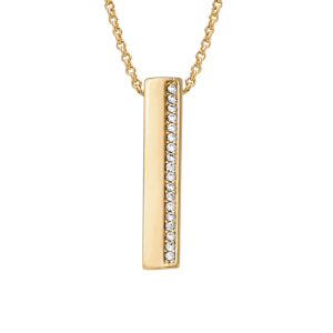 COLLIER PLAQUÉ OR PENDENTIF RECTANGULAIRE OXYDES BLANCS SERT 40+4CM