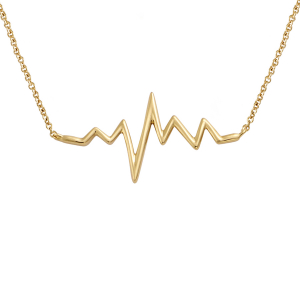 COLLIER PLAQUÉ OR FORME RYTHME CARDIAQUE 40+4CM