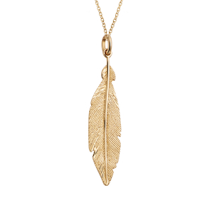 COLLIER PLAQUÉ OR PENDENTIF PLUME 40+4CM