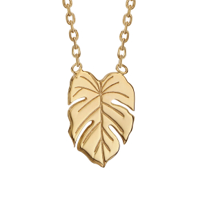 COLLIER PLAQUÉ OR FEUILLE BANANIER 37+4CM