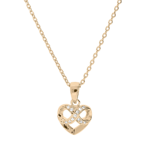COLLIER PLAQUÉ OR COEUR ET INFINI OXYDES BLANCS SERTIS 40+5CM