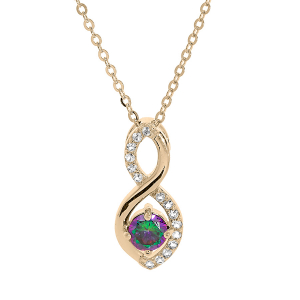 COLLIER PLAQUÉ OR PENDENTIF INFINI OXYDES MYSTIQUE ET BLANCS SERTIS 40+5CM