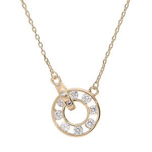 COLLIER PLAQUÉ OR CERCLE OXYDES BLANCS 40+5CM