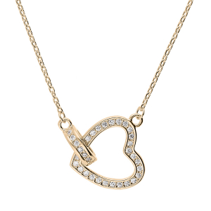 COLLIER PLAQUÉ OR COEUR OXYDES BLANCS SERTIS 40+5CM