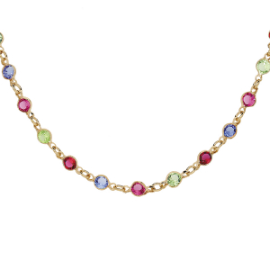 COLLIER PLAQUÉ OR TUTTI FRUTTI MULTI COULEURS 40+5CM