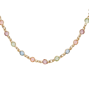 COLLIER PLAQUÉ OR TUTTI FRUTTI PASTEL 40+5CM