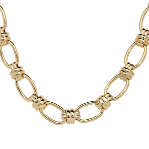 COLLIER PLAQUÉ OR MAILLES OVALES 41+6CM