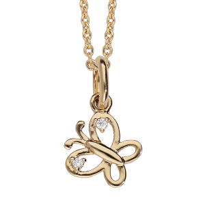 COLLIER PLAQUÉ OR PENDENTIF PAPILLON AJOURE OXYDES BLANCS 36+2CM