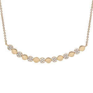 COLLIER PLAQUÉ OR PASTILLES ALTERNEES LISSSES ET OXYDES BLANCS SERTIS 40+4CM