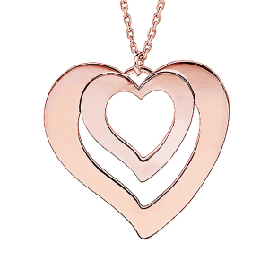 COLLIER PLAQUÉ OR ROSE COEUR A GRAVER 1, 2, 3 OU 4 PRÉNOMS 40+5CM