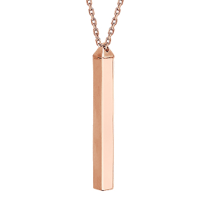 COLLIER PLAQUÉ OR ROSE TUBE 4 FACES A GRAVER 1, 2, 3 OU 4 PRÉNOMS 40+5CM