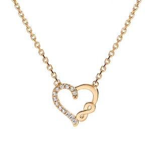 COLLIER  PLAQUÉ OR COEUR ET INFINI OXYDES BLANCS SERTIS 38+4CM