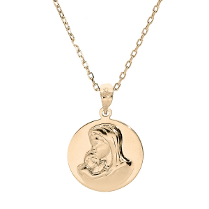 COLLIER PLAQUÉ OR PENDENTIF MEDAILLE VIERGE EN RELIEF 40+5CM