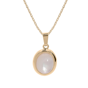 COLLIER PLAQUÉ OR PENDENTIF NACRE VÉRITABLE 40+5CM