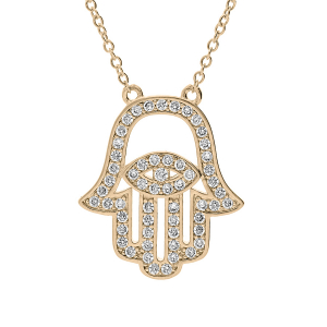 COLLIER PLAQUÉ OR MAIN DE FATMA OXYDES BLANCS 40,5+7CM