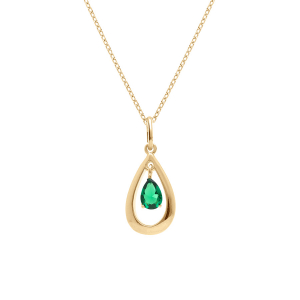 COLLIER PLAQUÉ OR GOUTTE OVALE 15MM OXYDE VERT 42+3CM COLLIER PLAQUÉ OR GOUTTE OVALE 15MM OXYDE VERT 42+3CM