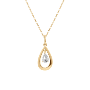 COLLIER PLAQUÉ OR GOUTTE OVALE 15MM  OXYDE BLANC 42+3CM COLLIER PLAQUÉ OR GOUTTE OVALE 15MM  OXYDE BLANC 42+3CM