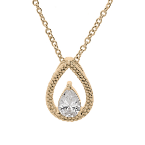 COLLIER PLAQUÉ OR GOUTTE AJOURÉE OXYDE BLANC SERTI 40+4CM