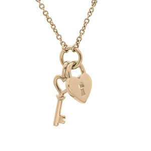 COLLIER PLAQUÉ OR CLEF ET CADENAS LISSE 40+4CM