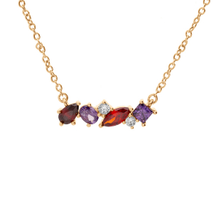 COLLIER PLAQUÉ OR OXYDES MULTI COULEURS 40+4CM
