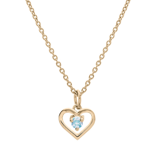 COLLIER PLAQUÉ OR PENDENTIF COEUR OXYDE BLEU CIEL 35+5CM